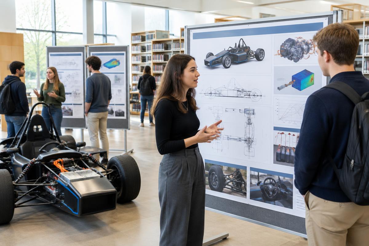 Imagen ilustrativa de una exposición de proyectos de ingeniería en una biblioteca